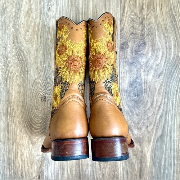 Rock‘EM Sunflower Square Toe Cowgirl Boot - Honey Size 7.5 EUC - Picture 6 of 9